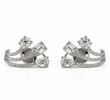 ORECCHINI IN ORO BIANCO CON GOCCIA OVALE E QUADRATO DI DIAMANTI