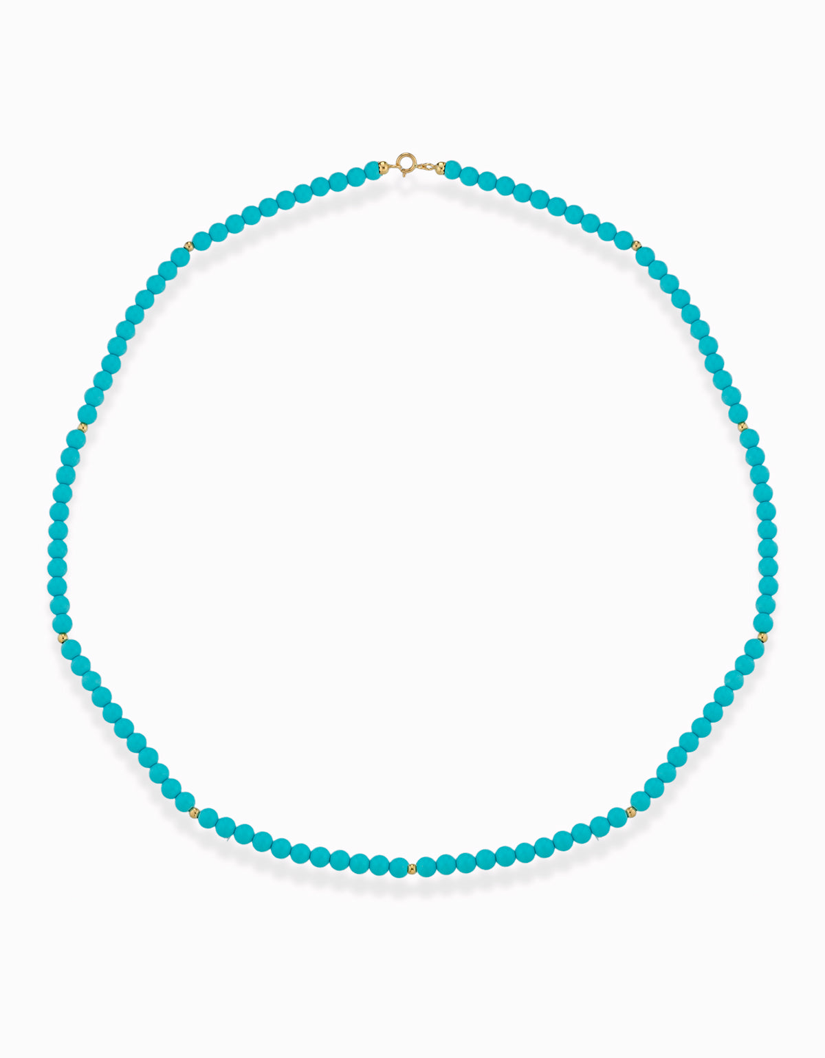 COLLANA CON PASTA DI TURCHESE, PALLINE E CHIUSURA IN ORO GIALLO