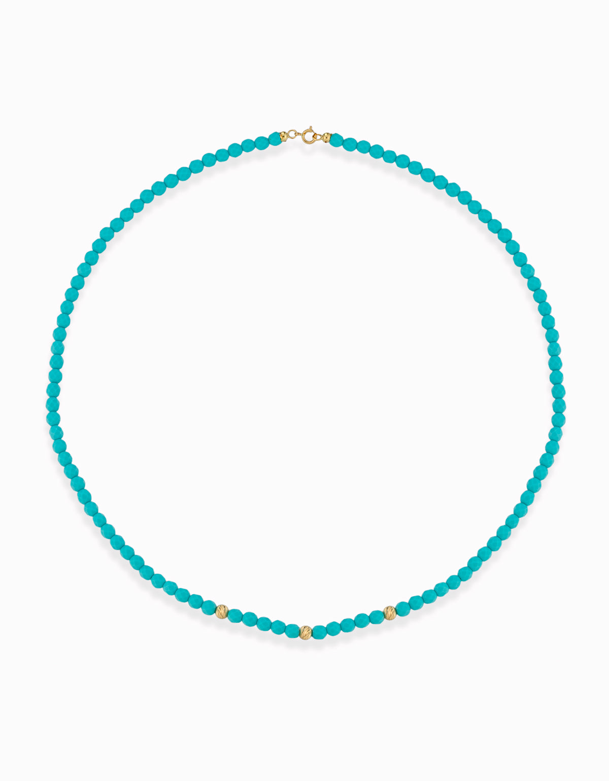 COLLA CON EMATITE CELESTE,PALLINE IN ALTERNANZA E CHIUSURA IN ORO GIALLO