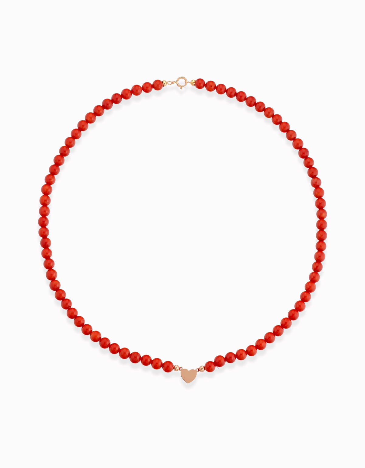 COLLANA CON PASTA DI CORALLO IN ORO ROSA E CUORE CENTRALE