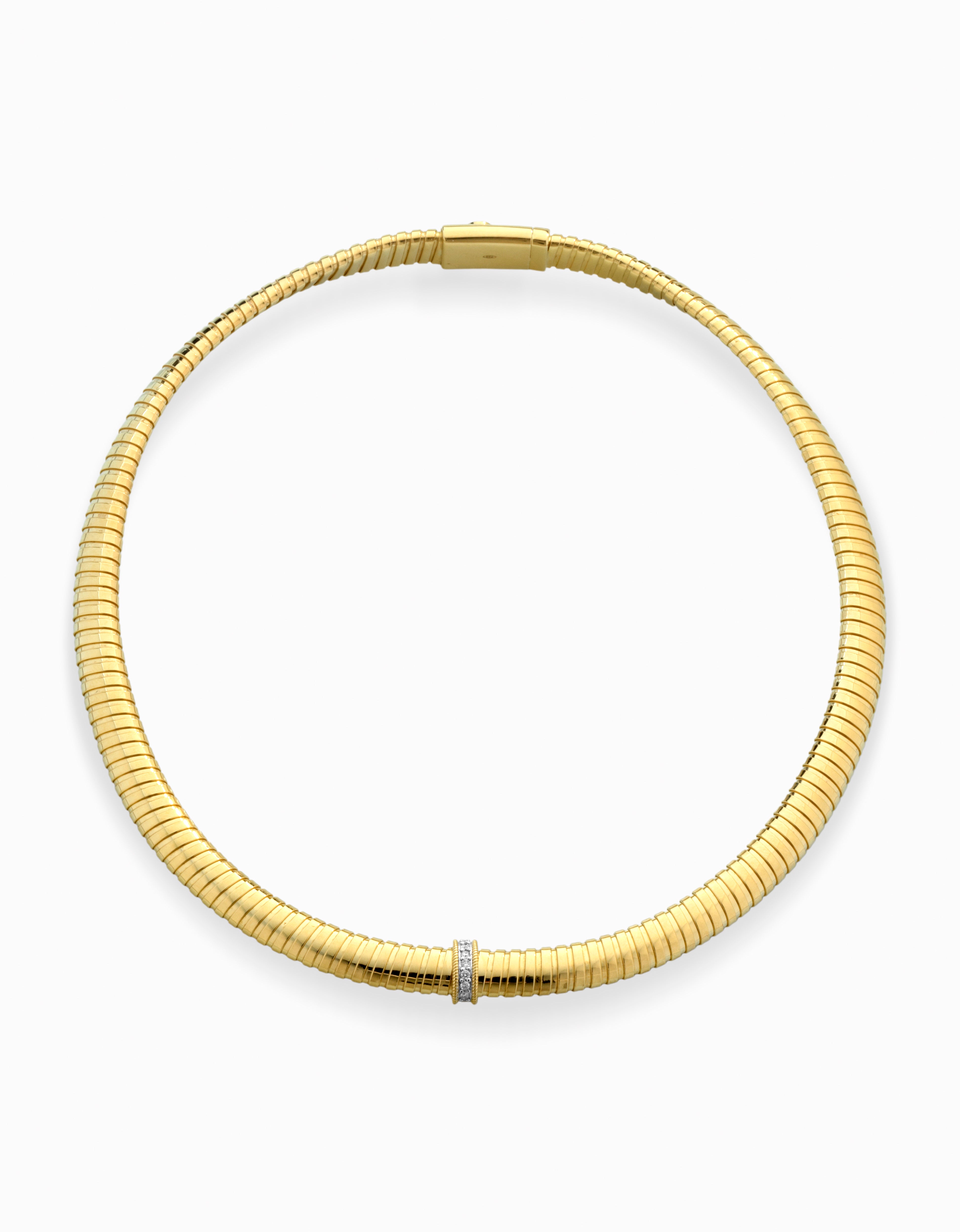 COLLANA GIROCOLLO IN ORO GIALLO 18KT, CON DIAMANTI CENTRALI