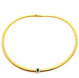 COLLANA MORBIDA IN ORO GIALLO CON DIAMANTI E QUADRATO DI SMERALDO