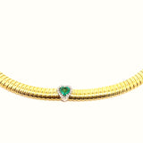 COLLANA IN ORO GIALLO MORBIDA CON CUORE DI SMERALDO E DIAMANTI