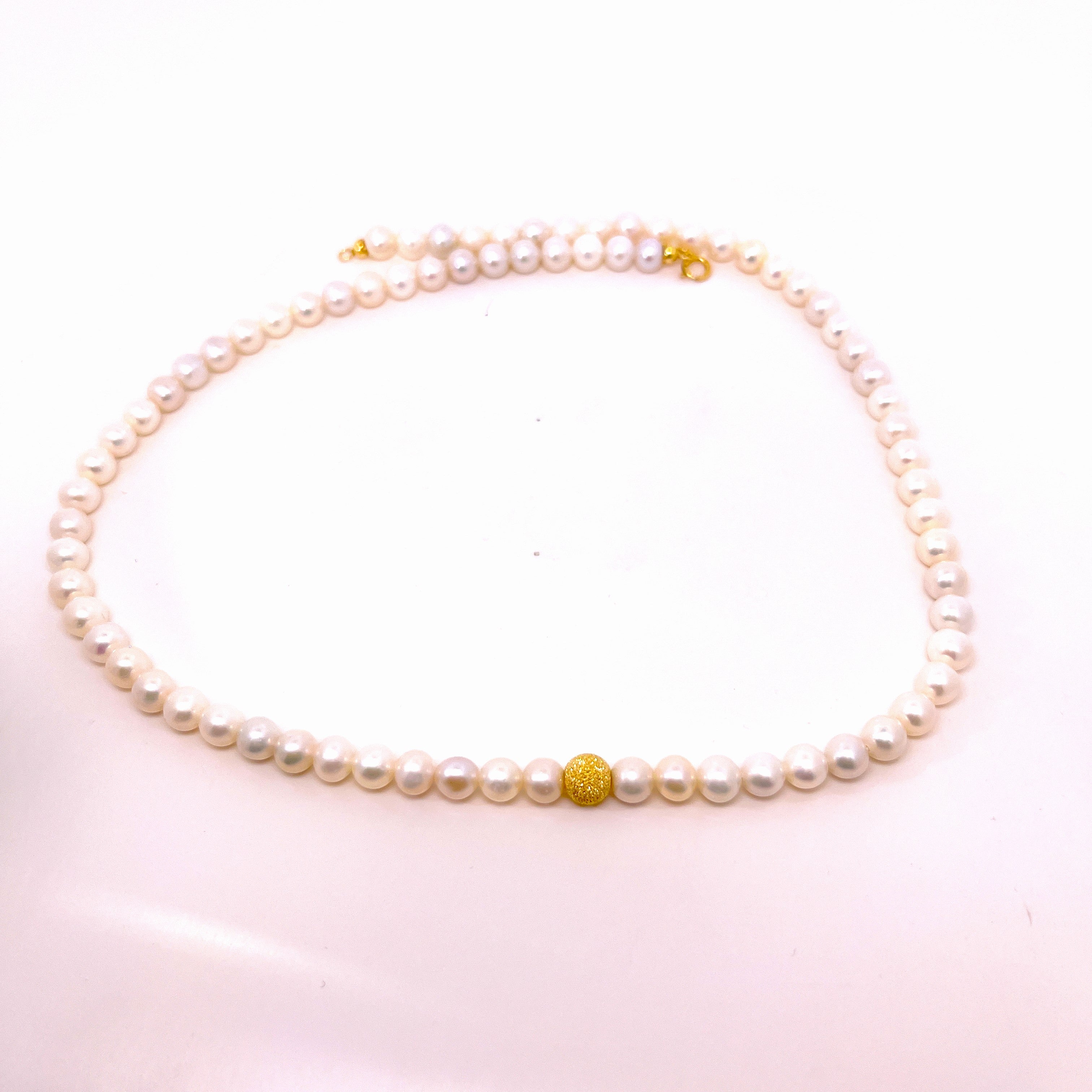 COLLANA DI PERLE CON PALLINA IN ORO 18KT, ORO GIALLO
