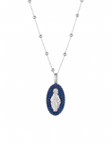 CIONDOLO MADONNA IN ORO BIANCO  18KT CON ZAFFIRI