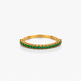 ANELLO MEZZA VERETTA FASCIA LARGA  IN ORO GIALLO CON SMERALDI