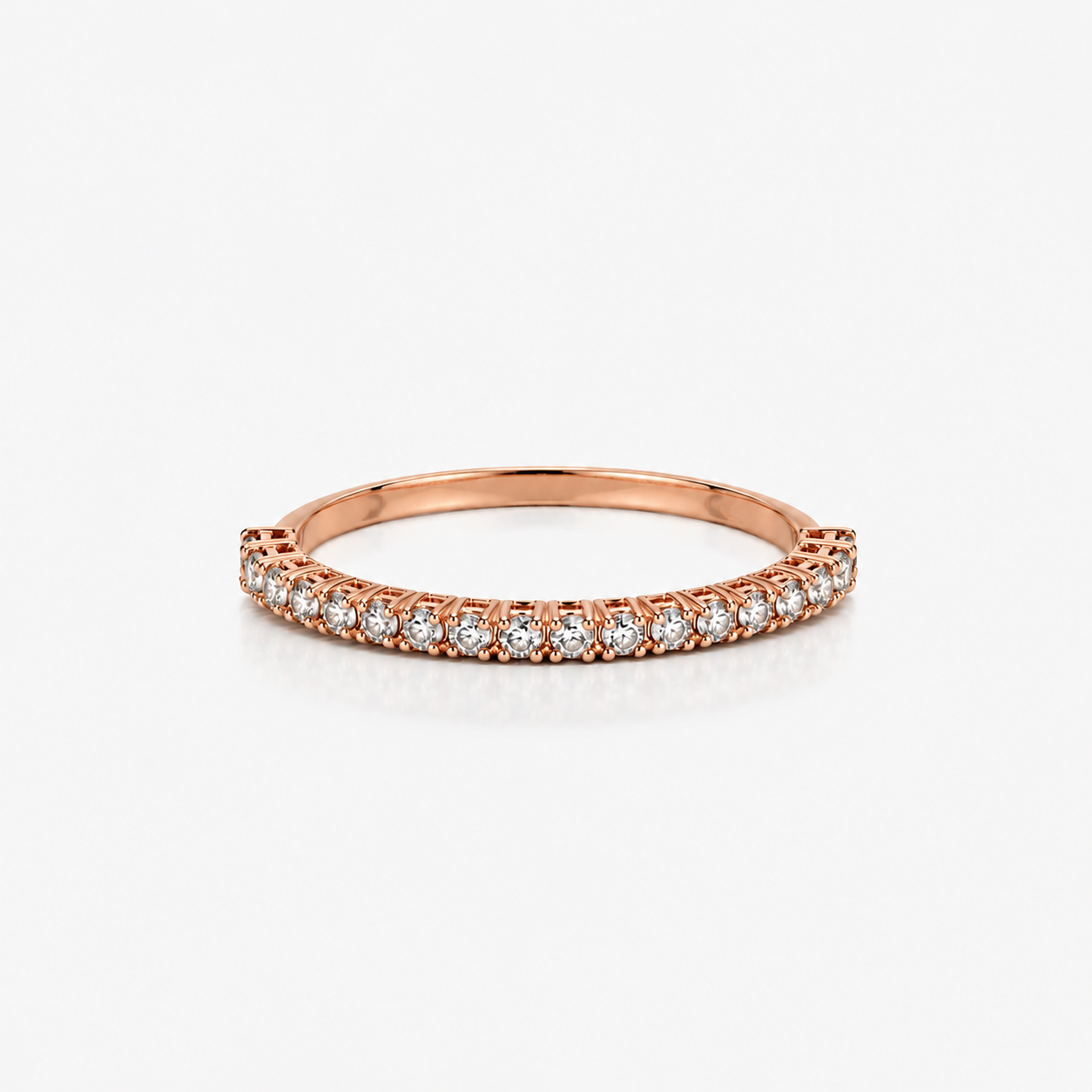 ANELLO MEZZA VERETTA FASCIA LARGA IN ORO ROSA CON DIAMANTI