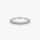ANELLO MEZZA VERETTA FASCIA LARGA IN ORO BIANCO CON DIAMANTI