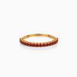 ANELLO MEZZA VERETTA FASCIA LARGA  IN ORO ROSA CON RUBINI