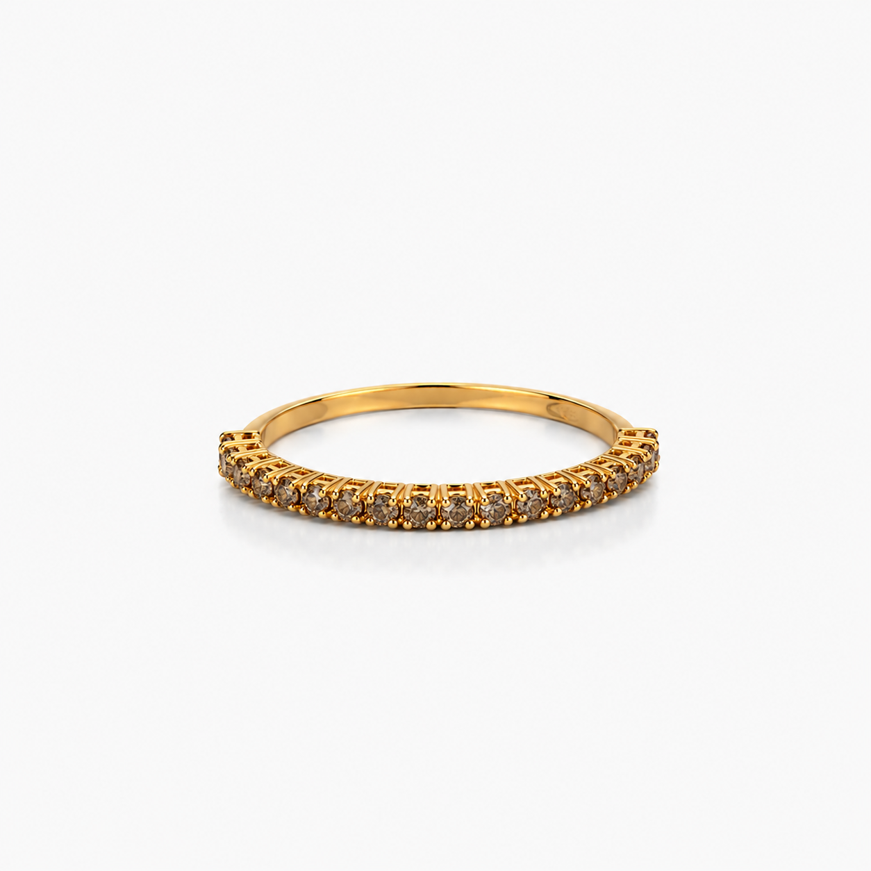 ANELLO MEZZA VERETTA FASCIA LARGA  IN ORO ROSA CON DIAMANTI BROWN