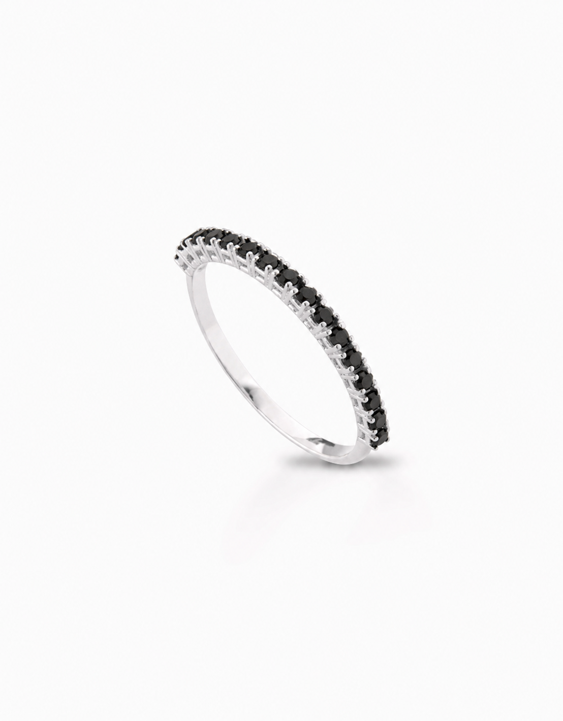 ANELLO MEZZA VERETTA IN ORO BIANCO CON DIAMANTI NERI