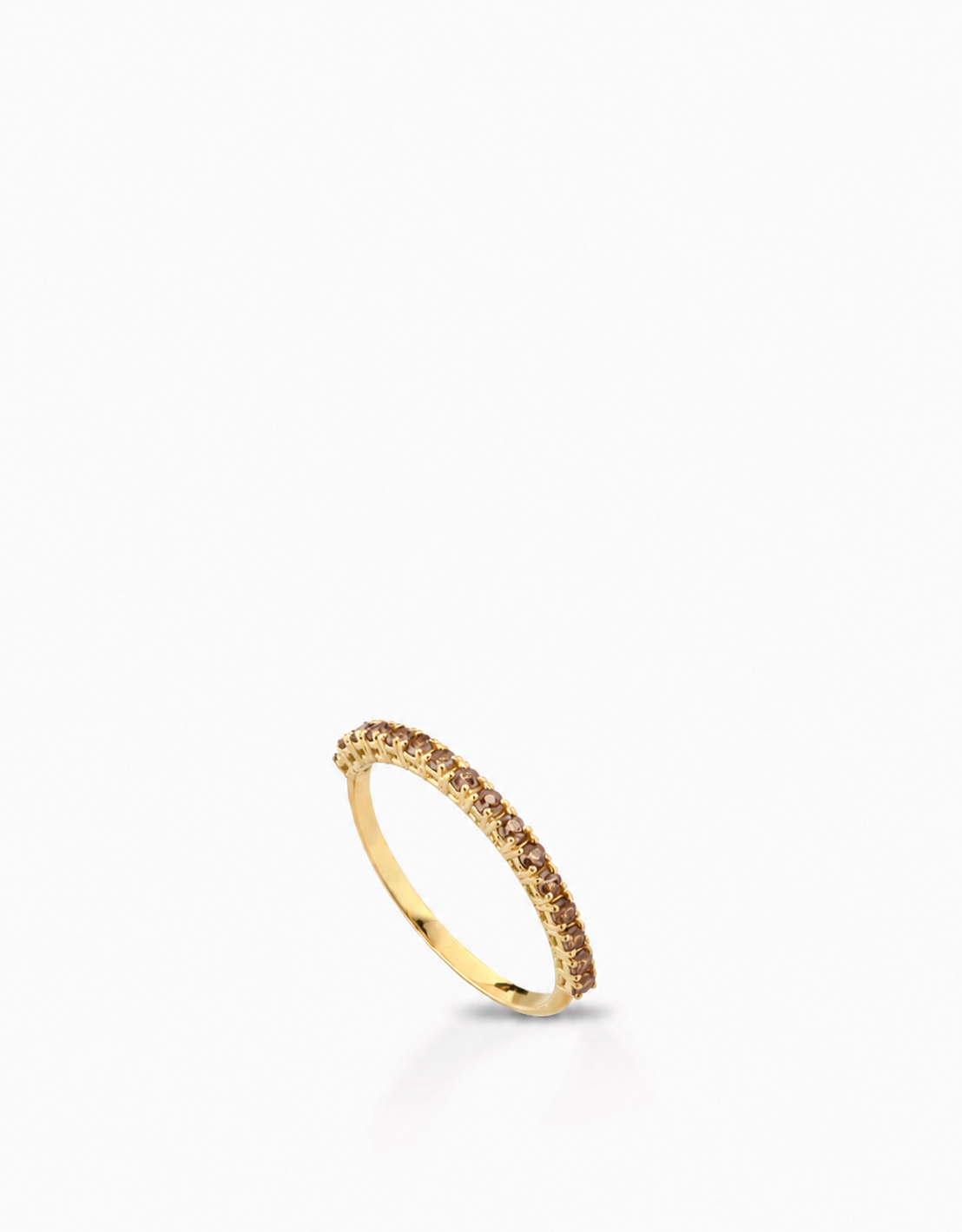 ANELLO MEZZA VERETTA IN ORO ROSA CON DIAMANTI BROWN