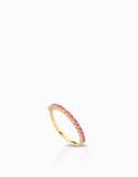 ANELLO MEZZA VERETTA IN ORO GIALLO CON ZAFFIRI ROSA