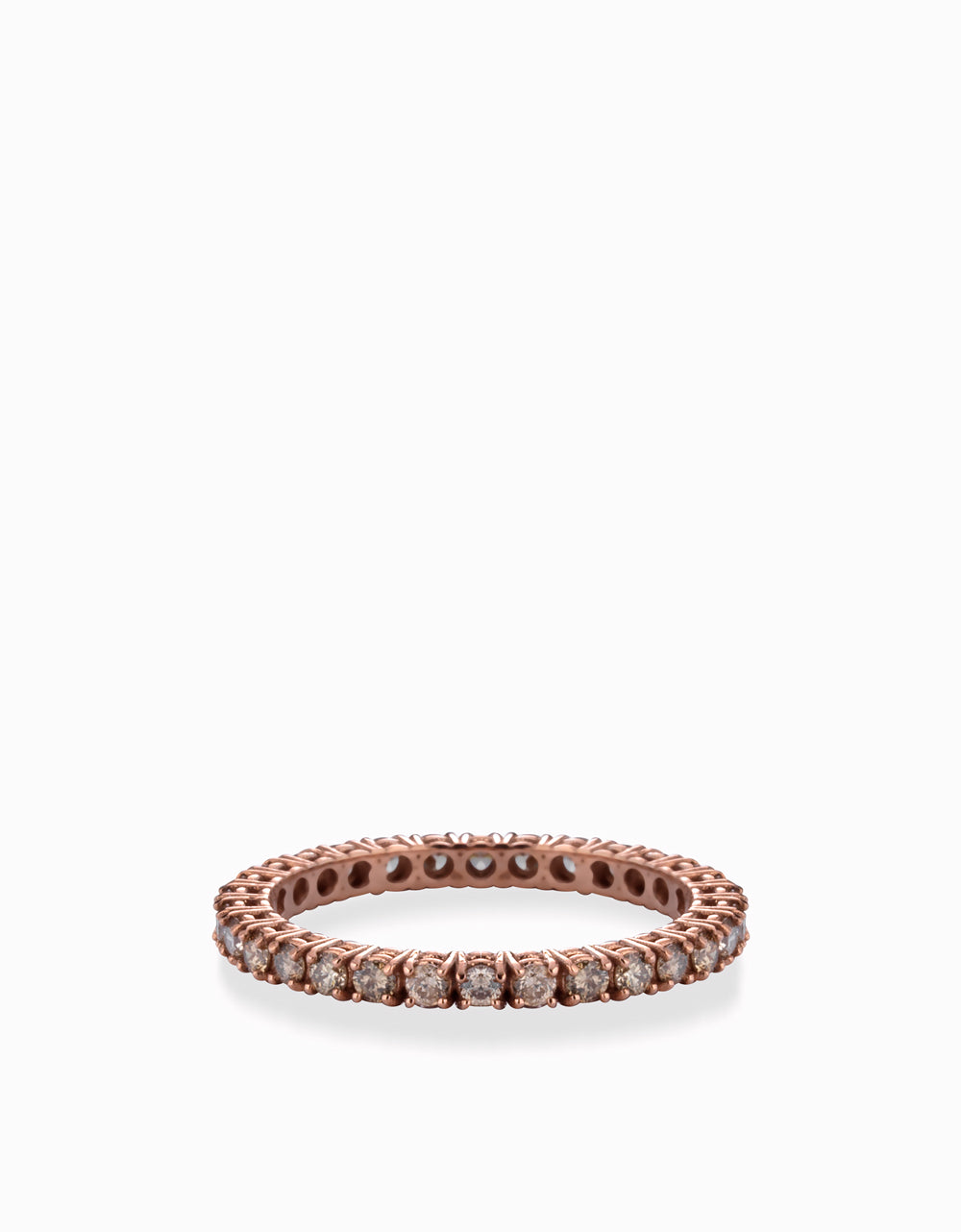 ANELLO VERETTA IN ORO ROSA CON DIAMANTI BROWN