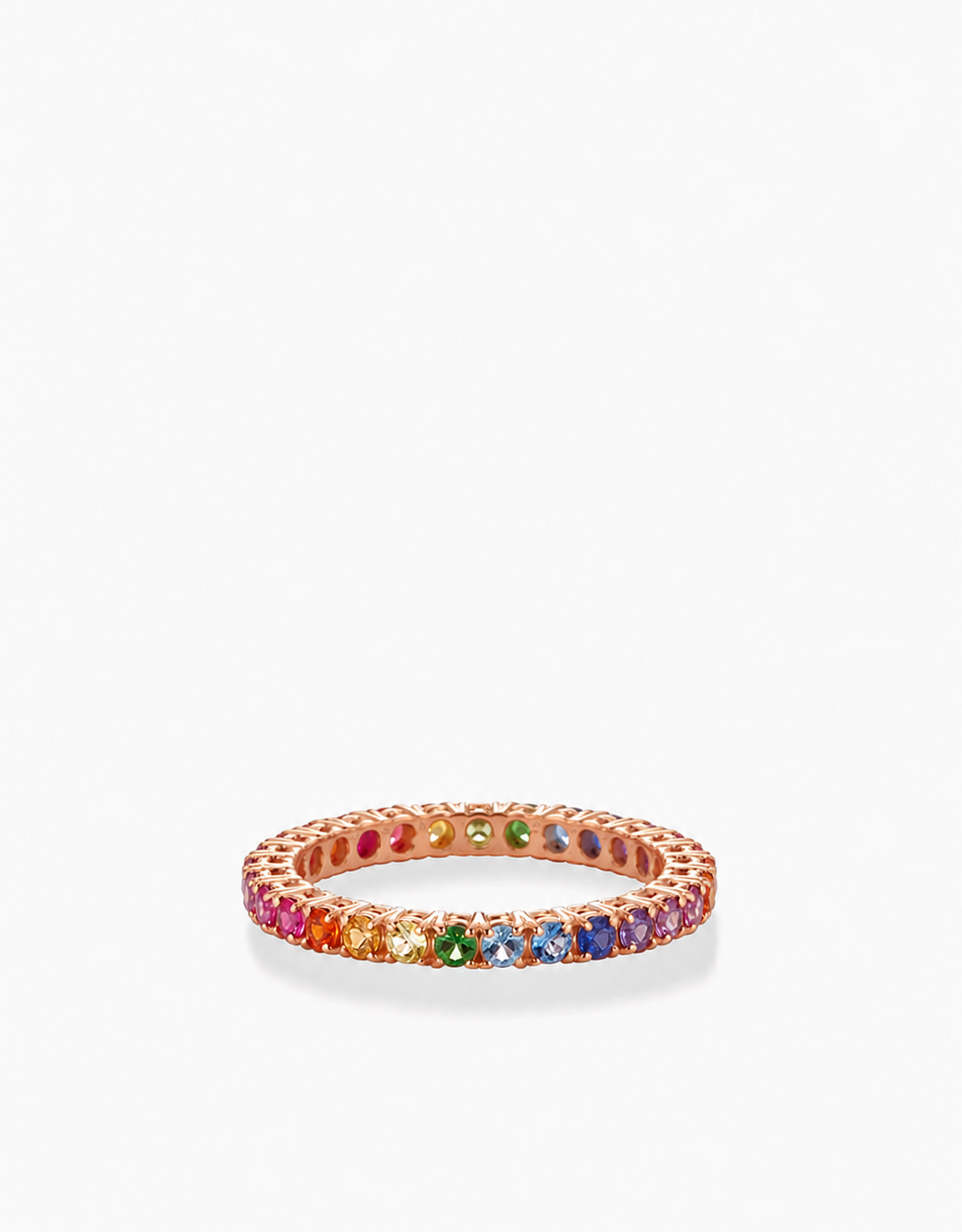 ANELLO VERETTA IN ORO ROSA CON DIAMANTI RAINBOW