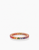 ANELLO VERETTA IN ORO ROSA CON DIAMANTI RAINBOW