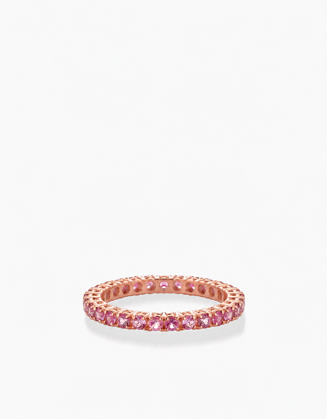 ANELLO VERETTA IN ORO ROSA CON ZAFFIRI ROSA
