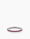 ANELLO VERETTA STRETTA IN ORO BIANCO CON RUBINI