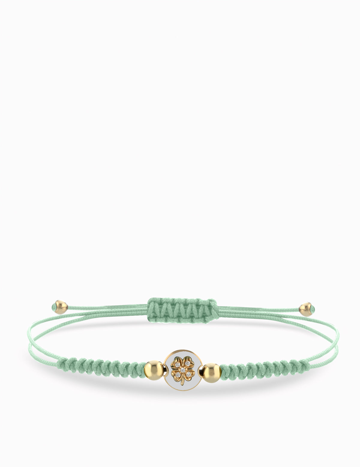 BRACCIALE LACCIO IN ORO GIALLO CON MONETINA CENTRALE QUADRIFOGLIO DI DIAMANTI