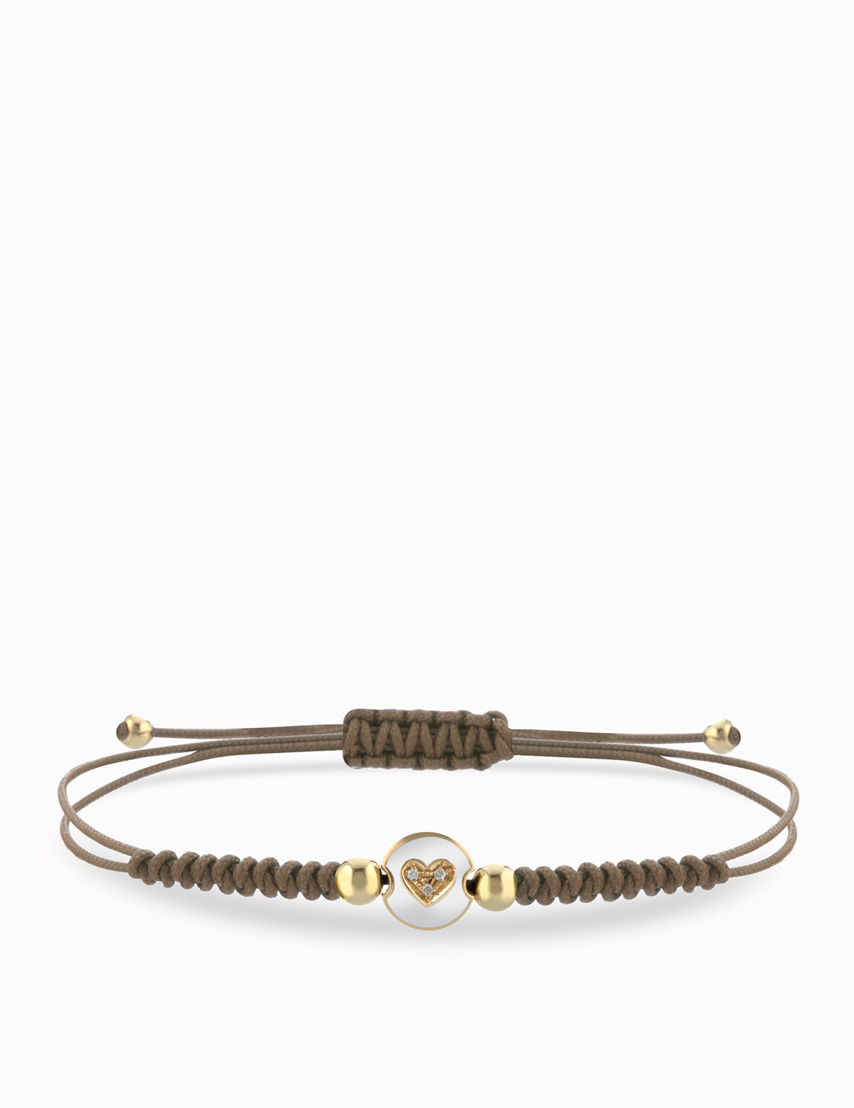 BRACCIALE LACCIO IN ORO GIALLO CON MOENTINA CENTRALE E CUORE DI DIAMANTI