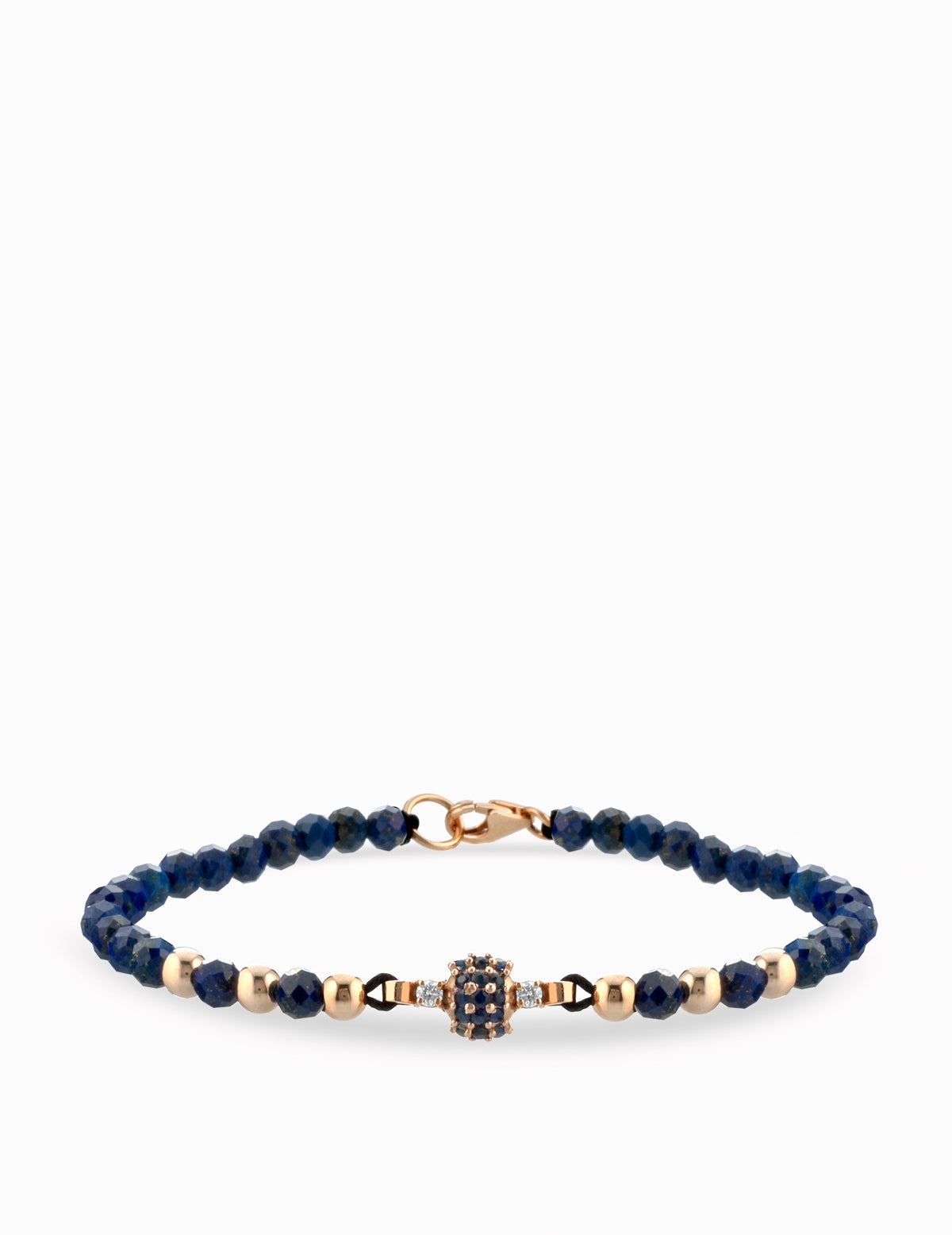 BRACCIALE LACCIO IN ORO ROSA LAPIS CON CENTRALE DI DIAMANTI E ZAFFIRI