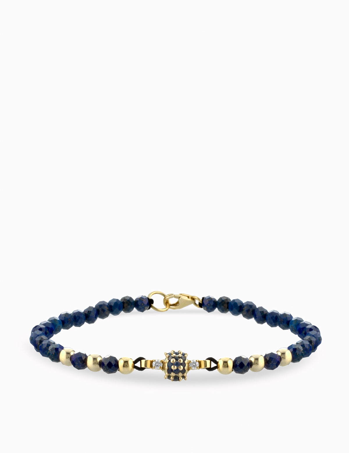BRACCIALE LACCIO IN ORO GIALLO LAPIS CON CENTRALE DI DIAMANTI E ZAFFIRI