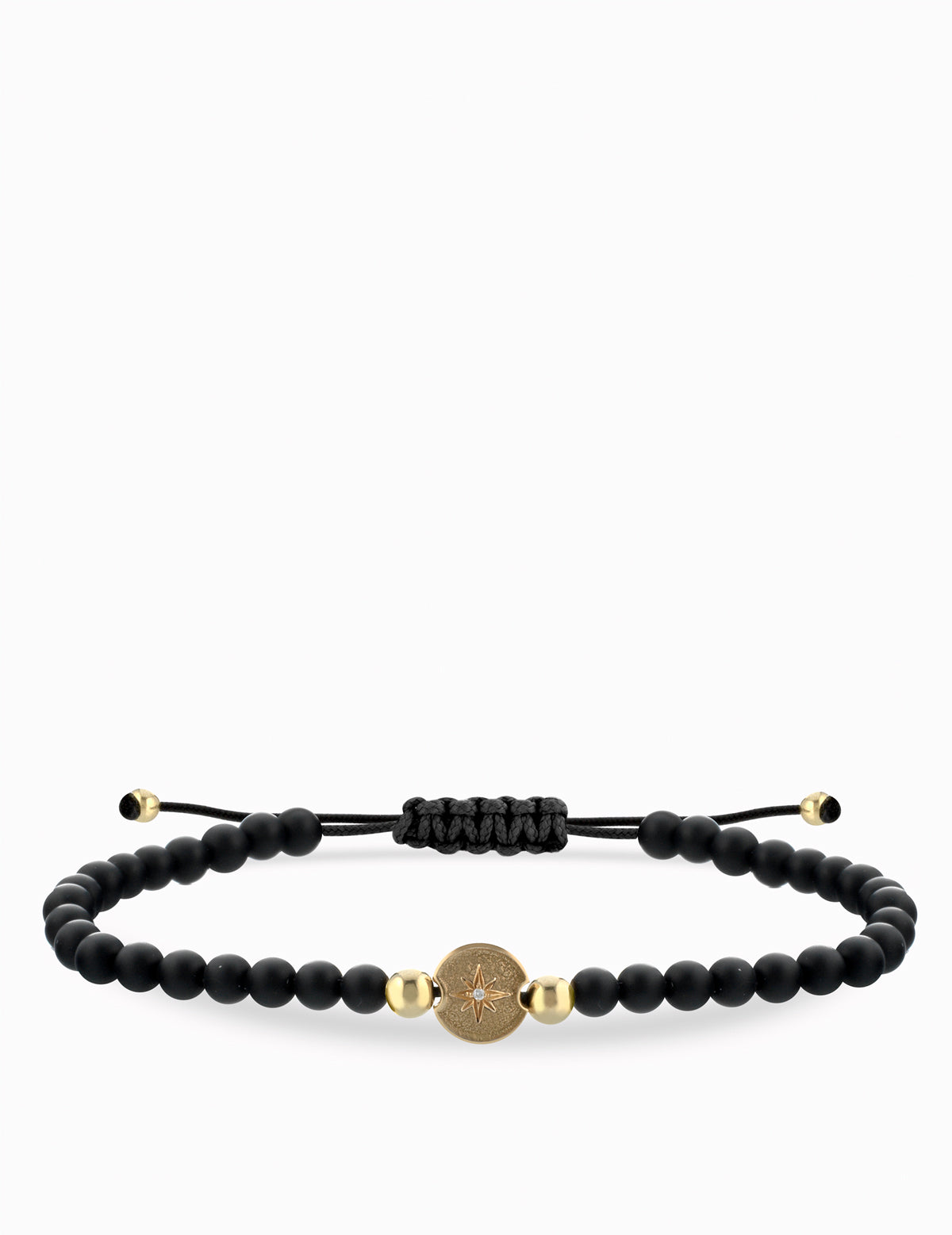 BRACCIALE LACCIO ONICE IN ORO GIALLO CON MONETINA ROSA DEI VENTI CENTRALE