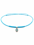COLLANA LACCIO CON MADONINNA SMALTATA AZZURA ORO 9KT CON DIAMANTINI