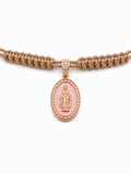 COLLANALACCIO MADONINNA SMALTATA ROSA E LACCIO BISCOTTO IN ORO 9KT