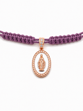 COLLANA LACCIO CON MADONINNA SMALTATA BIANCA E LACCIO MALVA IN ORO 9KT