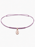 COLLANA LACCIO CON MADONINNA SMALTATA BIANCA E LACCIO MALVA IN ORO 9KT