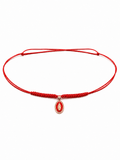 COLLANA LACCIO CON MADONINNA SMALTATA ROSSA E LACCIO ROSSO IN ORO 9KT E DIAMANTINI