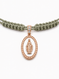 COLLANA LACCIO E MADONINNA SMALTATA BIANCA LACCIO VERDE IN ORO 9KT