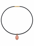 COLLANA CON  CINTURINO NERO IN ORO ROSA CON MADONNINA SMALTATA ROSA 9KT