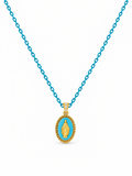 CIONDOLO MADONNA IN ORO 9KT, SMALTATA CON CATENA IN ARGENTO E CHIUSURA IN ORO 9KT