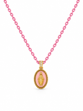 CIONDOLO MADONNA IN ORO 9KT, SMALTATA CON CATENA IN ARGENTO E CHIUSURA IN ORO 9KT