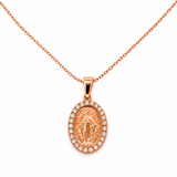 CIONDOLO MADONNINA IN ORO ROSA CON DIAMANTI INTRONO