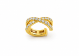 EAR CUFF IN ORO GIALLO A INCROCIO  CON DIAMANTI