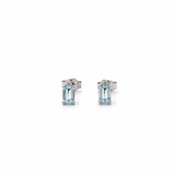 ORECCHINI IN ORO 9KT, ORO BIANCO CON DIAMANTINI E ACQUAMARINA