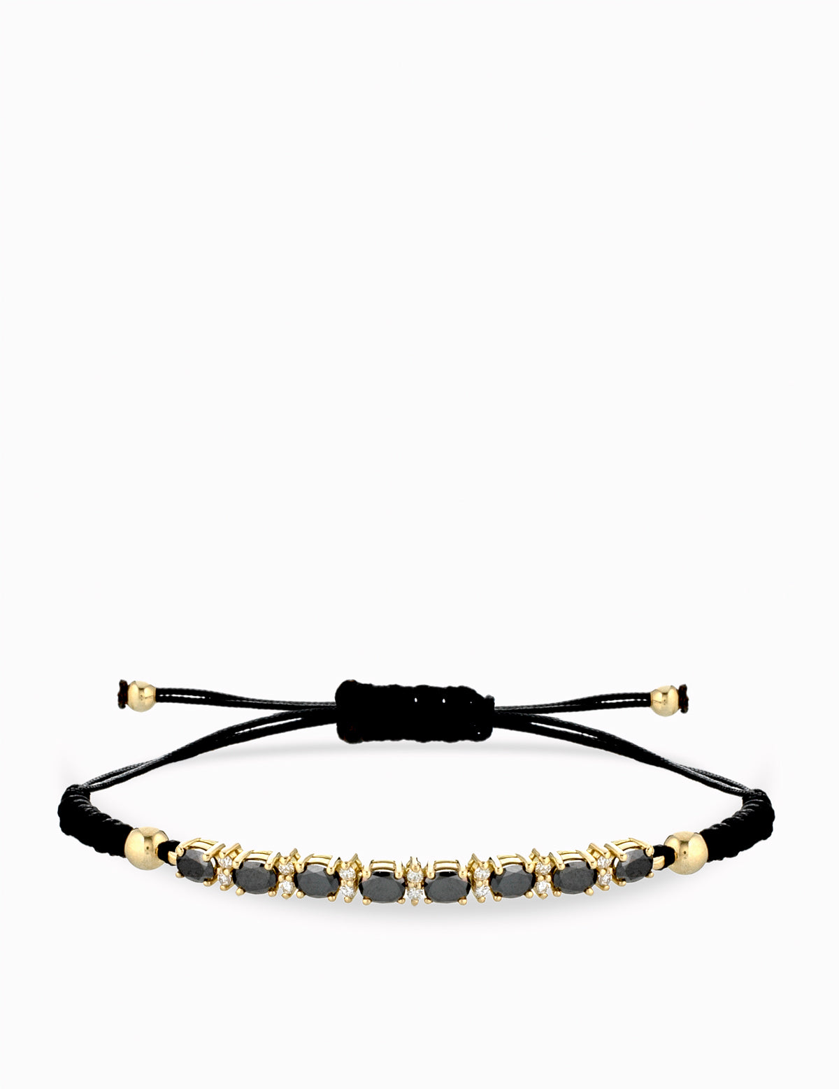 BRACCIALE LACCIO IN ORO GIALLO  CON DIAMANTI E PIETRE OVALI NERE
