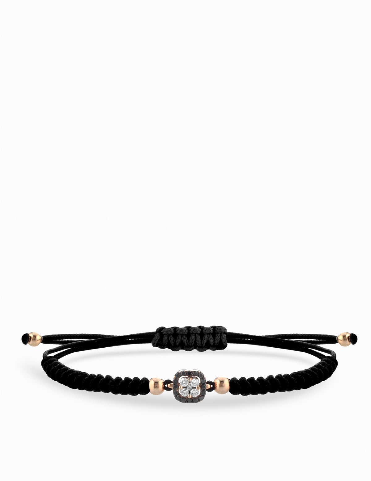 BRACCIALE CON LACCIO E PALLINE IN ORO ROSA CON CENTRALE DI DIAMANTI BIANCHI E NERI