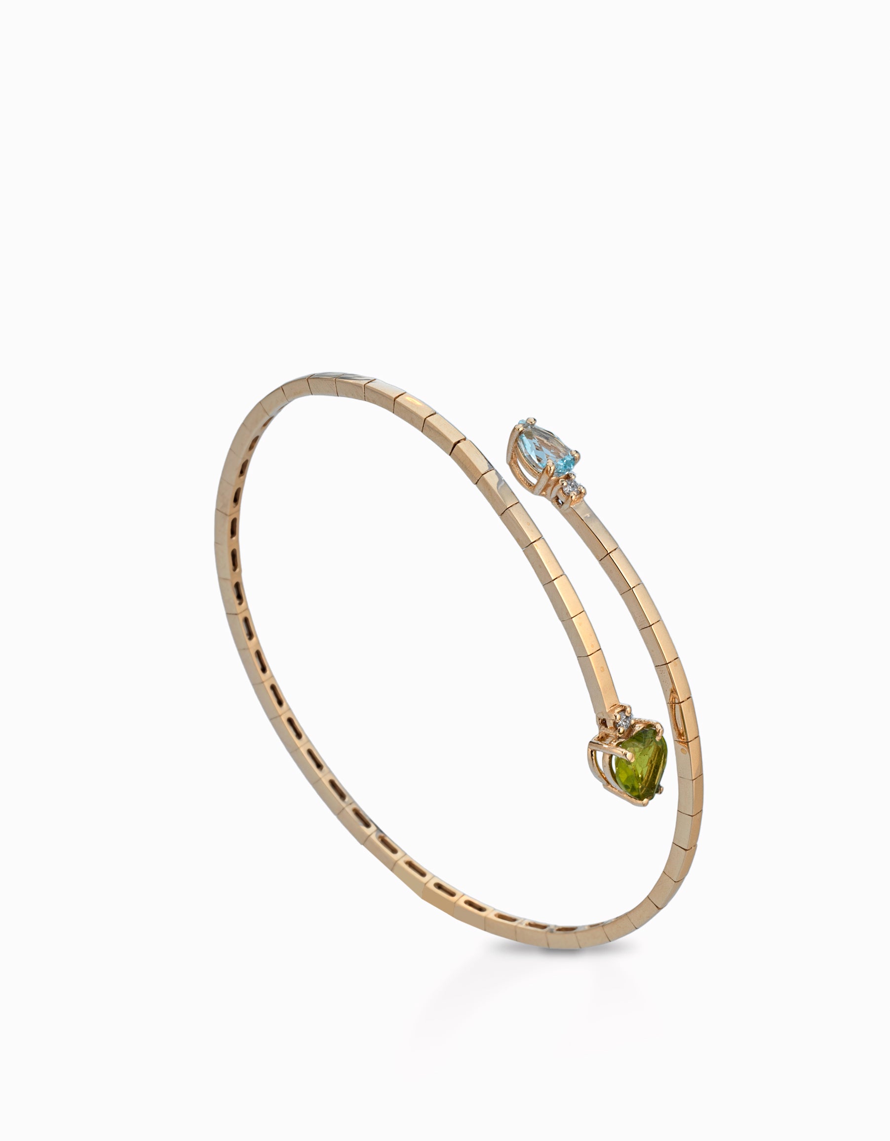 BRACCIALE IN ORO ROSA  CON DIAMANTI CUORE E GOCCIA DI TOPAZIO