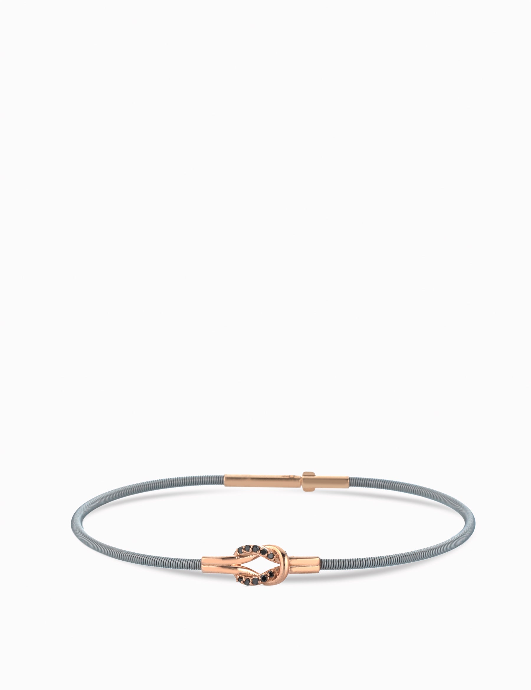 BRACCIALE GRIGIO IN ORO ROSA CON CENTRALE DI DIAMANTI NERI