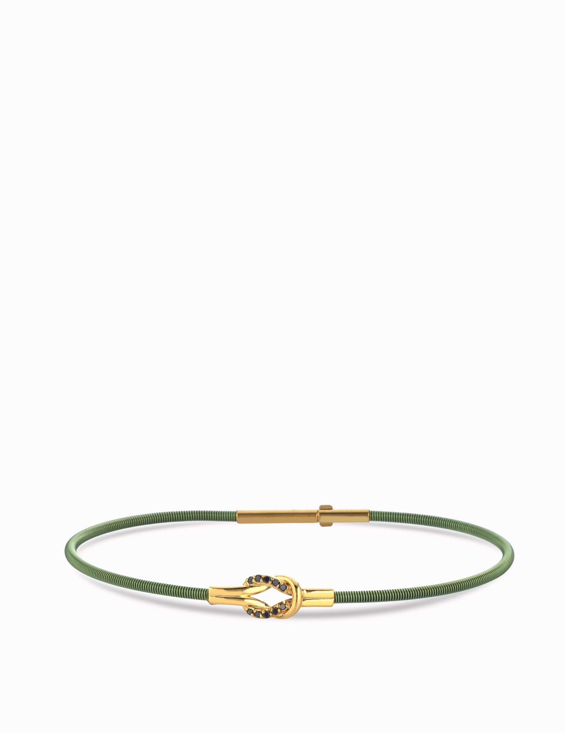 BRACCIALE VERDE IN ORO GIALLO CON DIAMANTI NERI CENTRALE