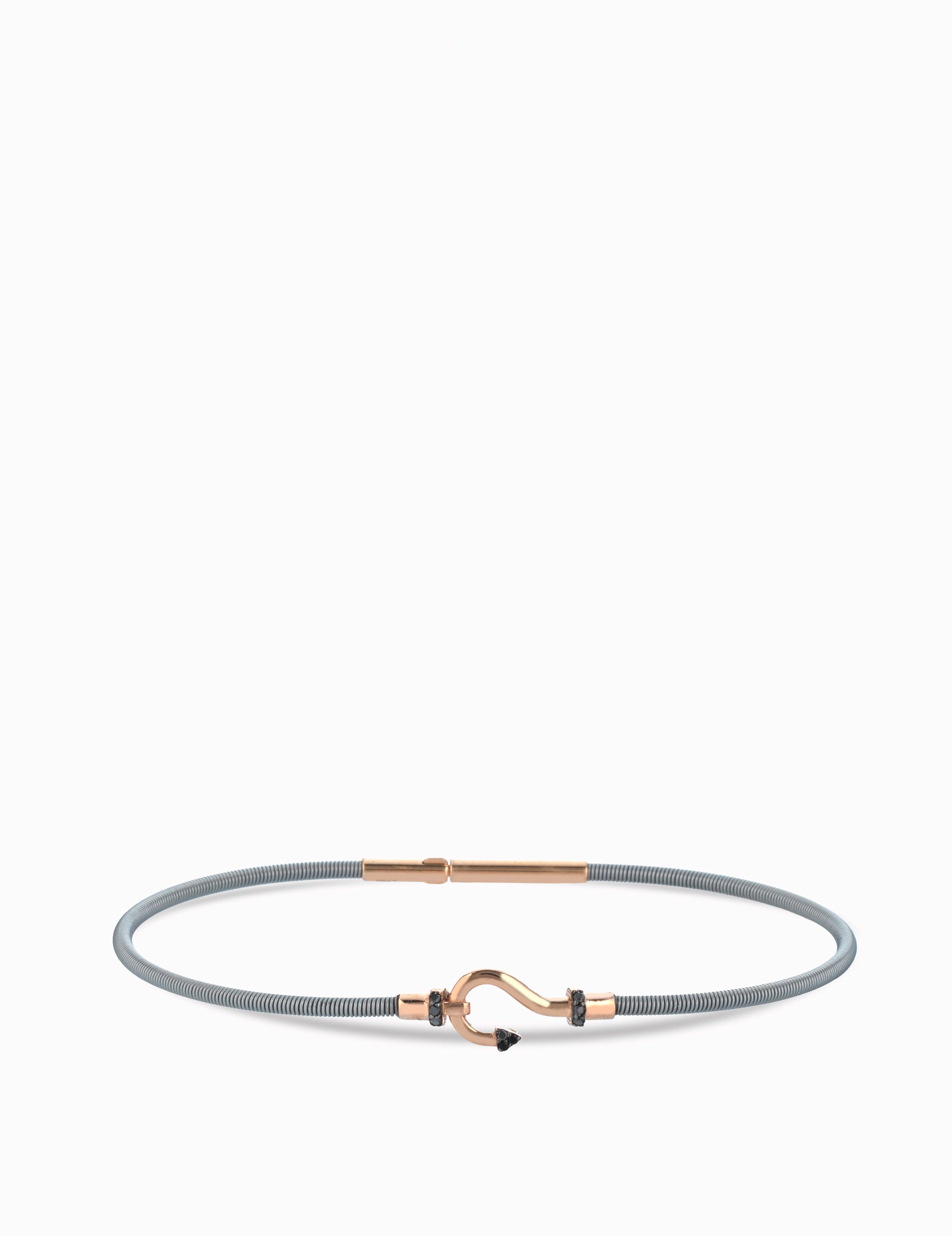 BRACCIALE GRIGIO IN ORO ROSA CON AMO CENTRALE E DIAMANTI NERI