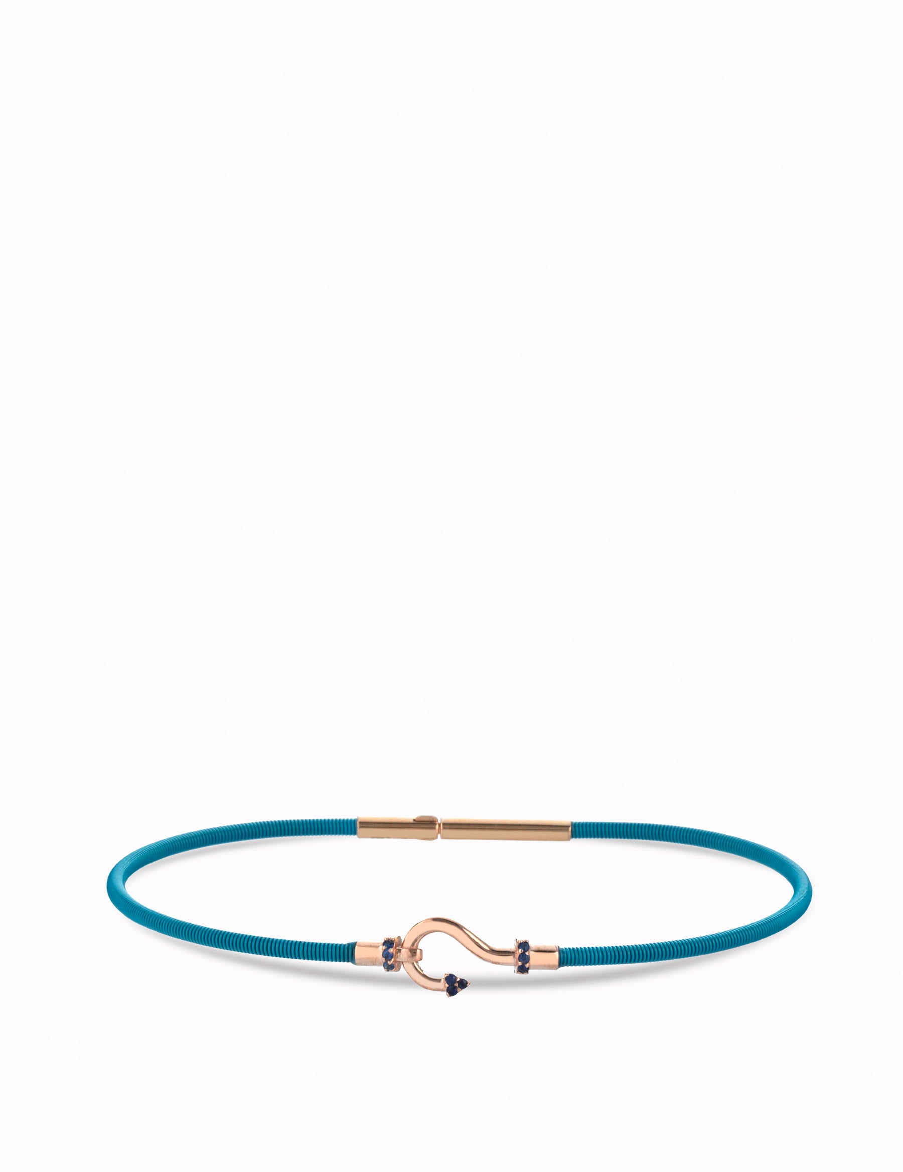 BRACCIALE BLU IN ORO ROSA CON AMO CENTRALE DI ZAFFIRI