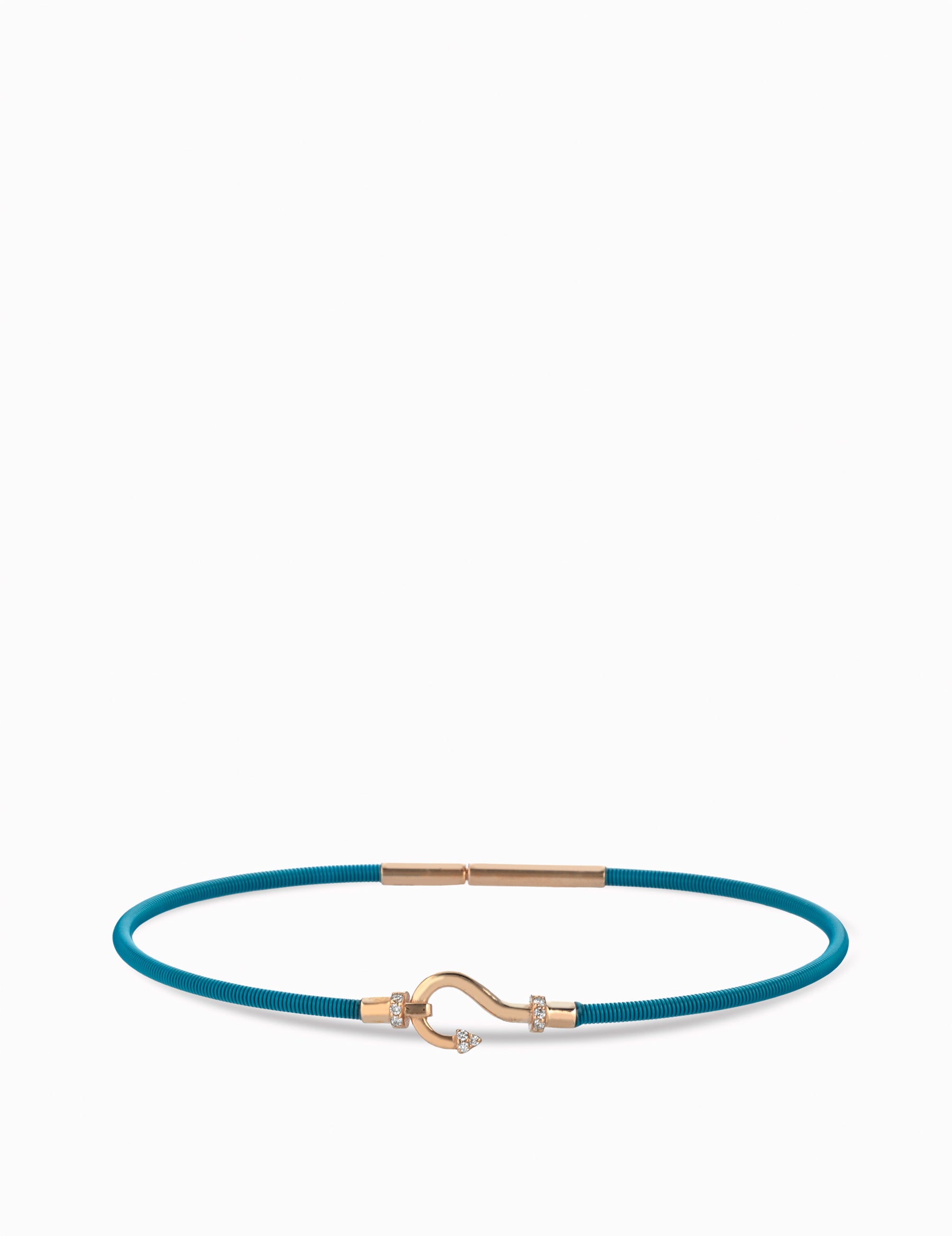 BRACCIALE BLU IN ORO ROSA CON AMO CENTRALE DI DIAMANTI