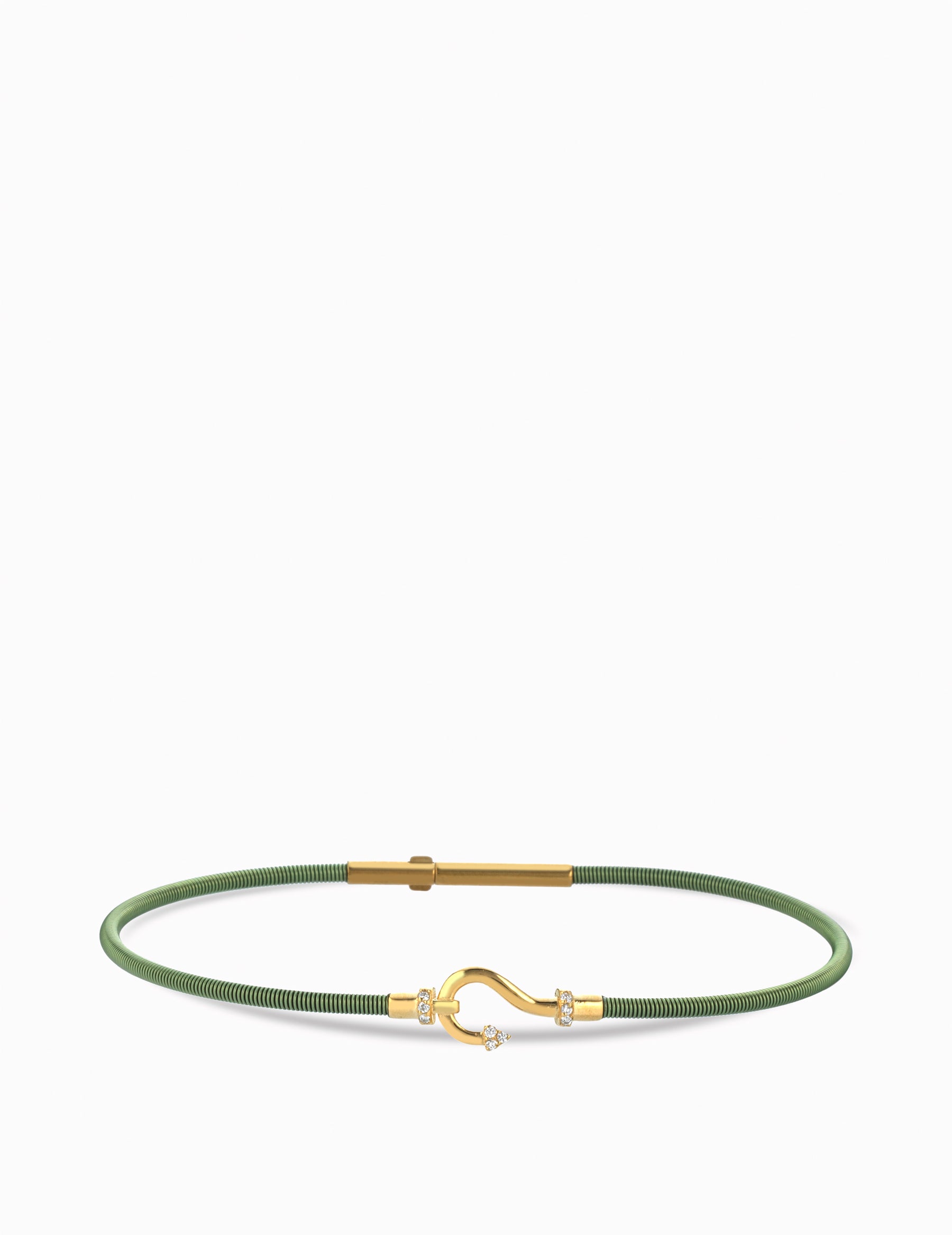 BRACCIALE VERDE IN ORO GIALLO CON AMO CENTRALE DI DIAMANTI