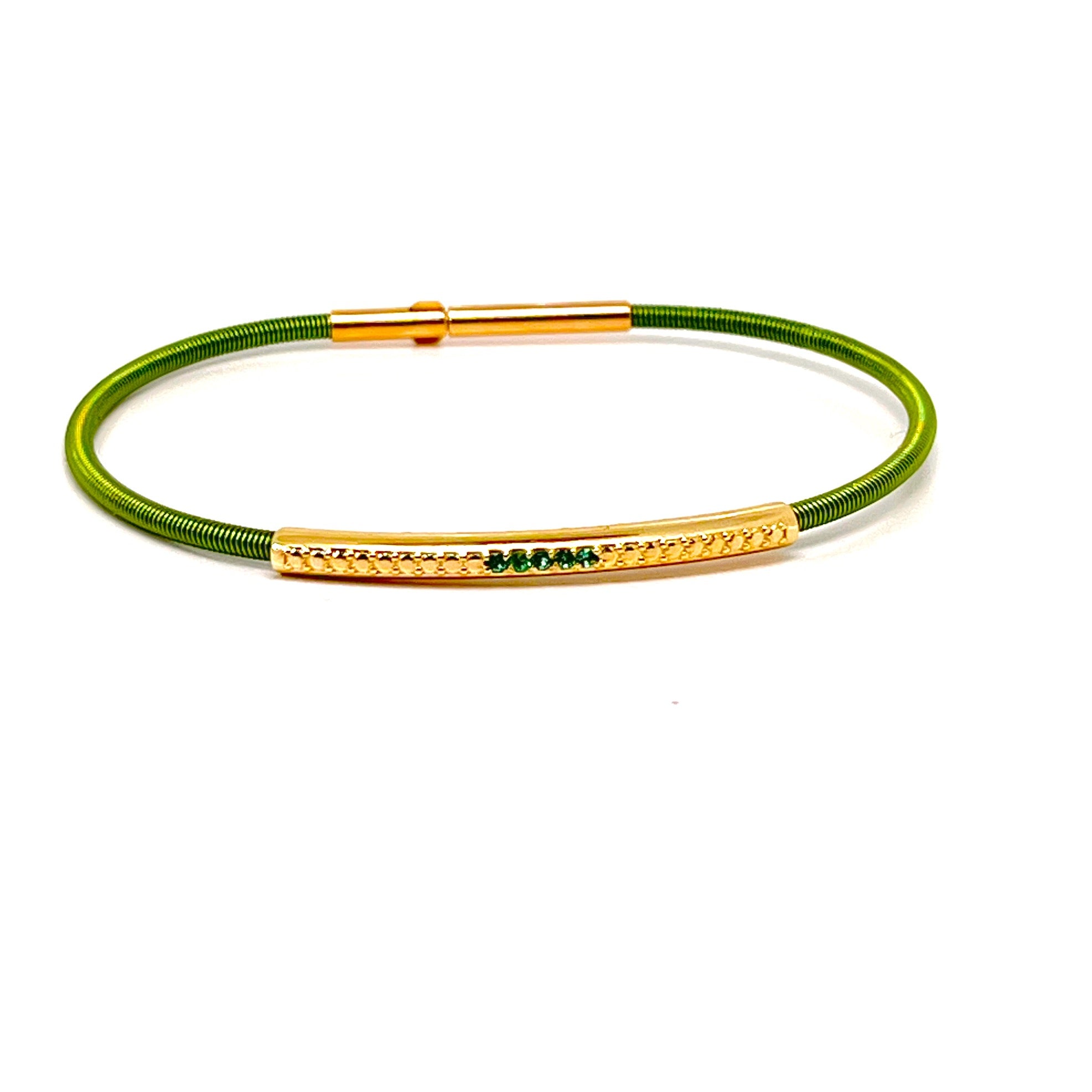 BRACCIALE IN ORO ROSA CON BACCHETTA DI SMERALDI