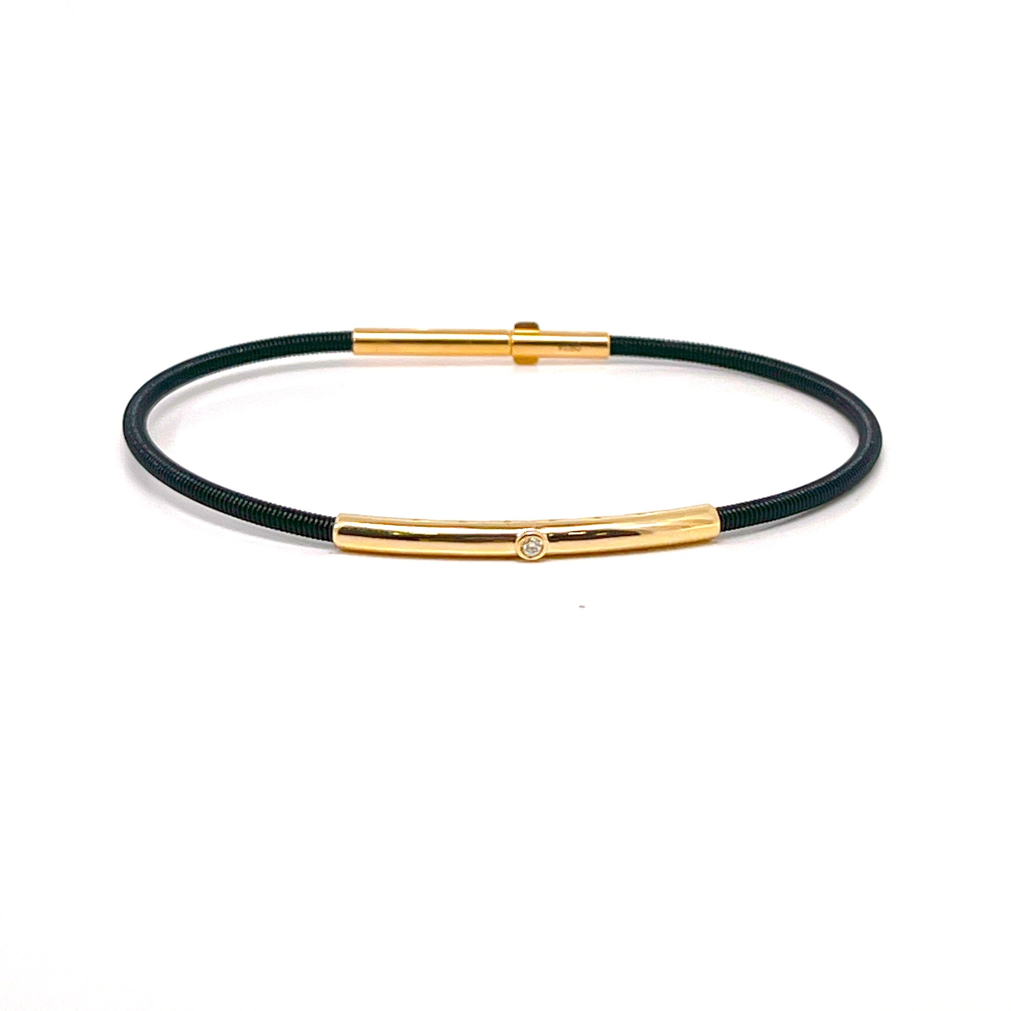 BRACCIALE IN ORO ROSA CON BACCHETTA E UN DIAMANTINO CENTRALE